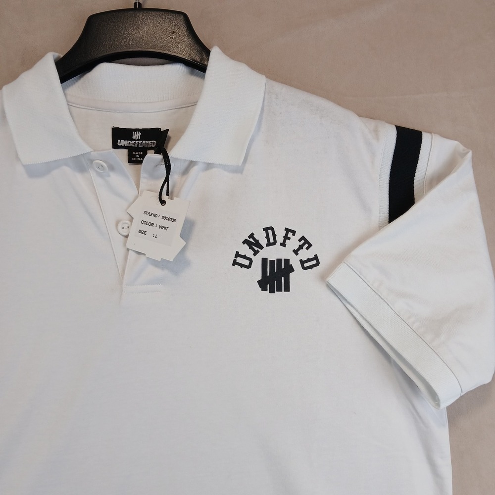 Undefeated Rise Large Mens Polo Shirt NWT FLAWS 22x29 Rugby Drop Shoulder Boxy